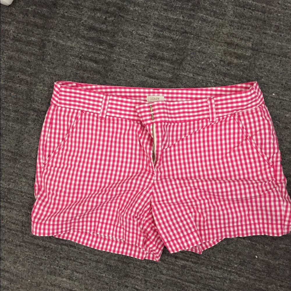 Jcrew pink gingham shorts!